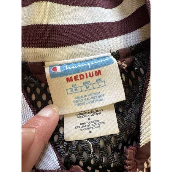 Champion Life All‎ Over Print Maroon Satin Baseball Jacket Mens Sz Medium Preppy - Picture 8 of 16